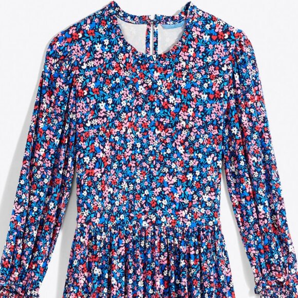 NWT DRAPER JAMES Womens' Blue Wispy Floral Kitty Knit Shift Dress XL - Picture 4 of 12